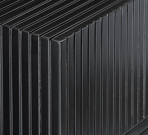 Odense Black Pedestal - Stylish Engineered Wood Accent Table with Adjustable Glides for Any Space