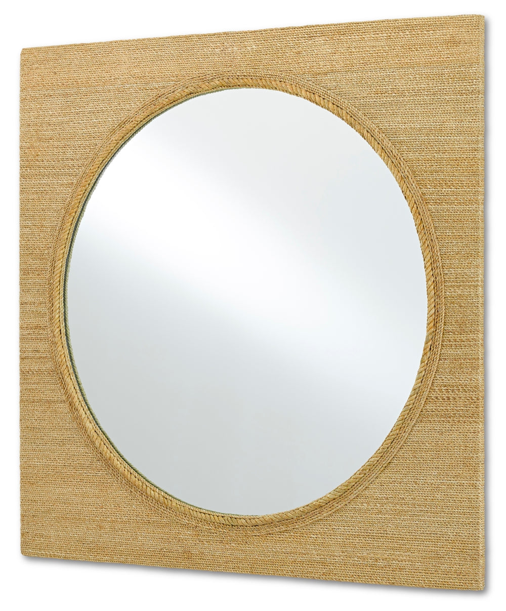 Tisbury Nautical Large Mirror with Abaca Rope Frame - Perfect for Beach-Inspired Home Décor