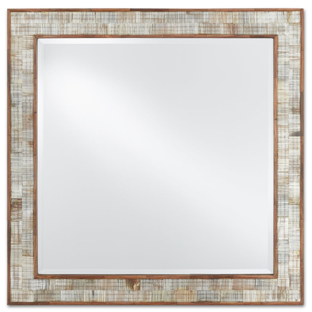 Hyson Square Mirror - Elegant Natural Horn & Sheesham Wood Design for Stylish Home Décor, 26"