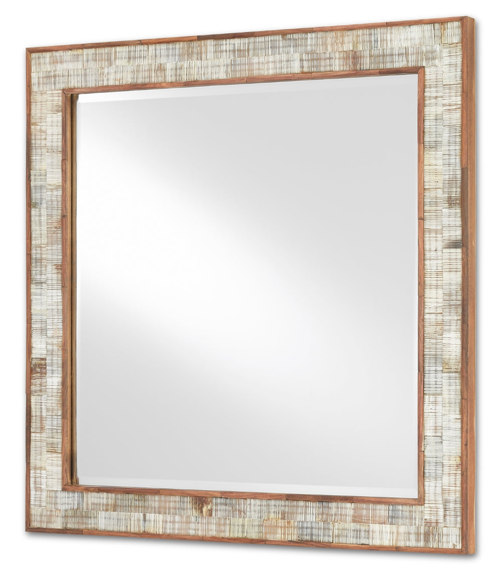 Hyson Square Mirror - Elegant Natural Horn & Sheesham Wood Design for Stylish Home Décor, 26"