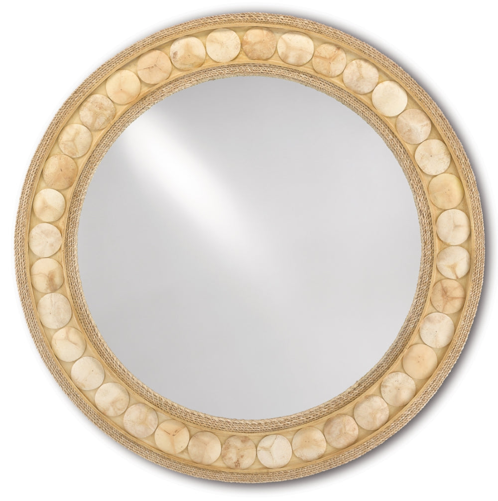 Buko Round Mirror - Nautical Elegance with Abaca Rope and Coco Shell Frame for Chic Interiors