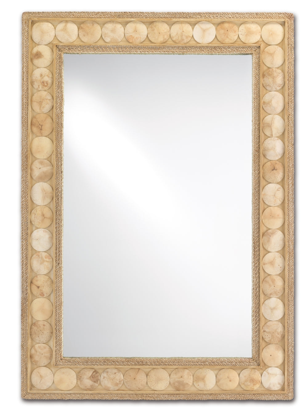 Buko Nautical-Inspired Rectangular Mirror with Abaca Rope Trim and Coco Shell Accents for Home Decor