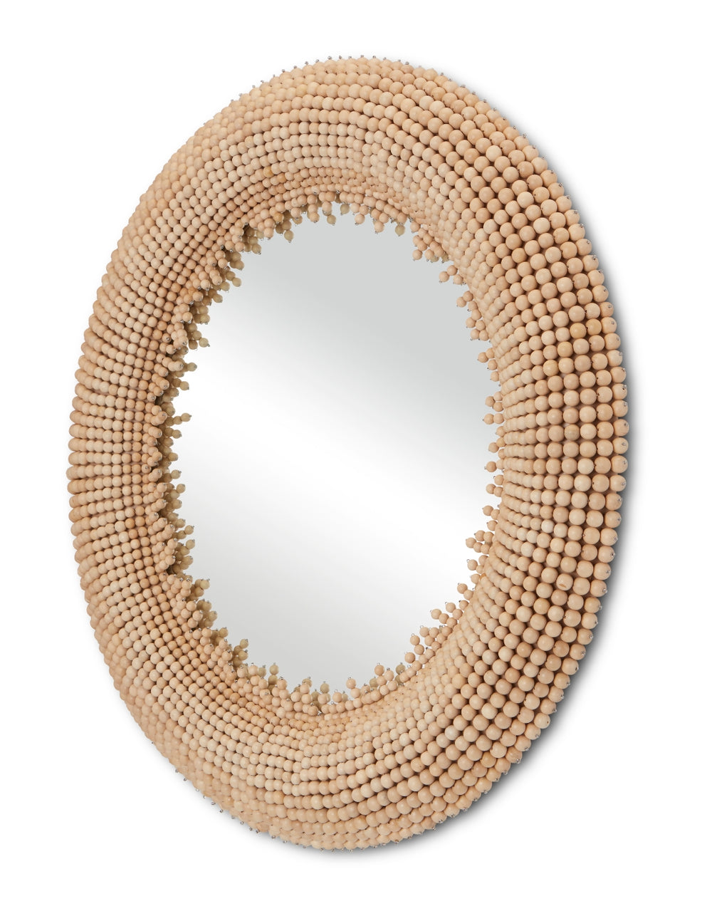 Jeanie Round Mirror - Beige Decorative Design with Playful Wooden Beads for Stylish Home Decor