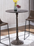 French Round Bar Table Dark Russet and Antique Bronze