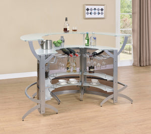 Contemporary Bar Unit Smoked and Silver (Set of 3)