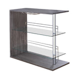 Contemporary Rectangular 2-shelf Bar Unit Grey