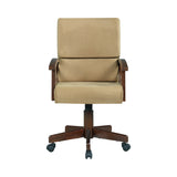 Marietta Casual Upholstered Game Chair - Stylish Tan Fabric, Tobacco Base, and 5 Casters for Comfort