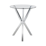 Contemporary Round Glass Top Bar Table Chrome