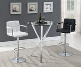 Contemporary Round Glass Top Bar Table Chrome