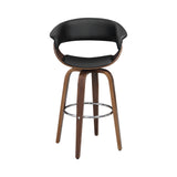 Contemporary Upholstered Swivel Bar Stool Walnut