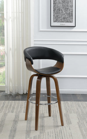 Contemporary Upholstered Swivel Bar Stool Walnut