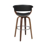 Contemporary Upholstered Swivel Bar Stool Walnut