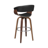 Contemporary Upholstered Swivel Bar Stool Walnut