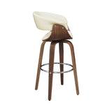 Contemporary Upholstered Swivel Bar Stool Walnut