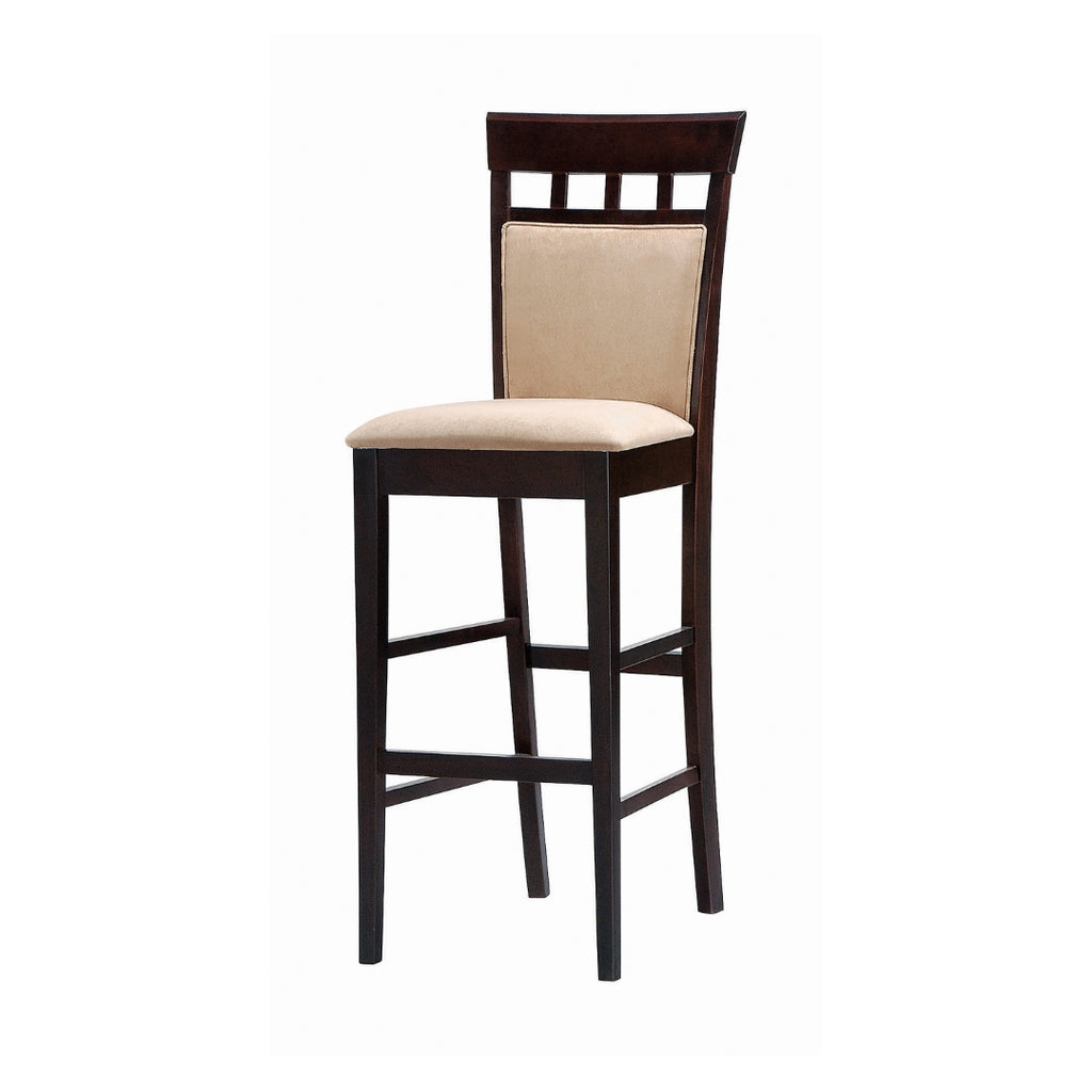 Casual Upholstered Bar Stools Cappuccino and Tan (Set of 2)