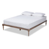 Iseline Modern and Contemporary Antique Oak Finished Wood Queen Size Platform Bed Frame