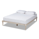 Iseline Modern and Contemporary Antique White Finished Wood Queen Size Platform Bed Frame