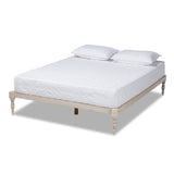 Iseline Modern and Contemporary Antique White Finished Wood King Size Platform Bed Frame