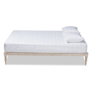 Baxton Studio Iseline Modern and Contemporary Antique White Finished Wood Queen Size Platform Bed Frame