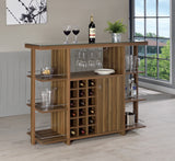 Contemporary Bar Unit with Wine Bottle Storage Walnut