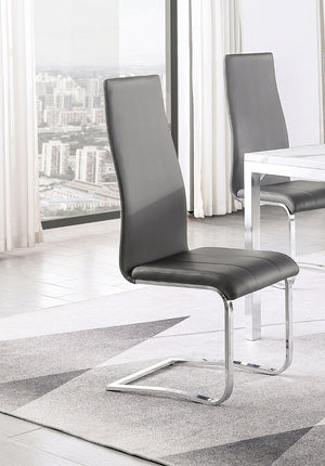 Modern Upholstered High Back Side Chairs Grey and Chrome (Set of 4)