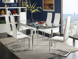 Anges Contemporary High Back Dining Chairs White and Chrome (Set of 4)