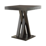 Contemporary Double X-shaped Base Square Bar Table Cappuccino