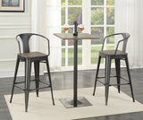 Contemporary Wooden Seat Bar Stools Dark Elm and Matte Black (Set of 2)