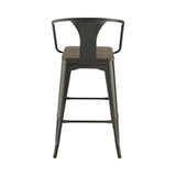 Contemporary Wooden Seat Bar Stools Dark Elm and Matte Black (Set of 2)