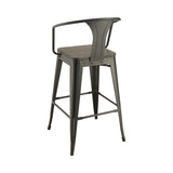 Contemporary Wooden Seat Bar Stools Dark Elm and Matte Black (Set of 2)