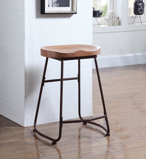 Casual Backless Stool Driftwood and Dark Bronze