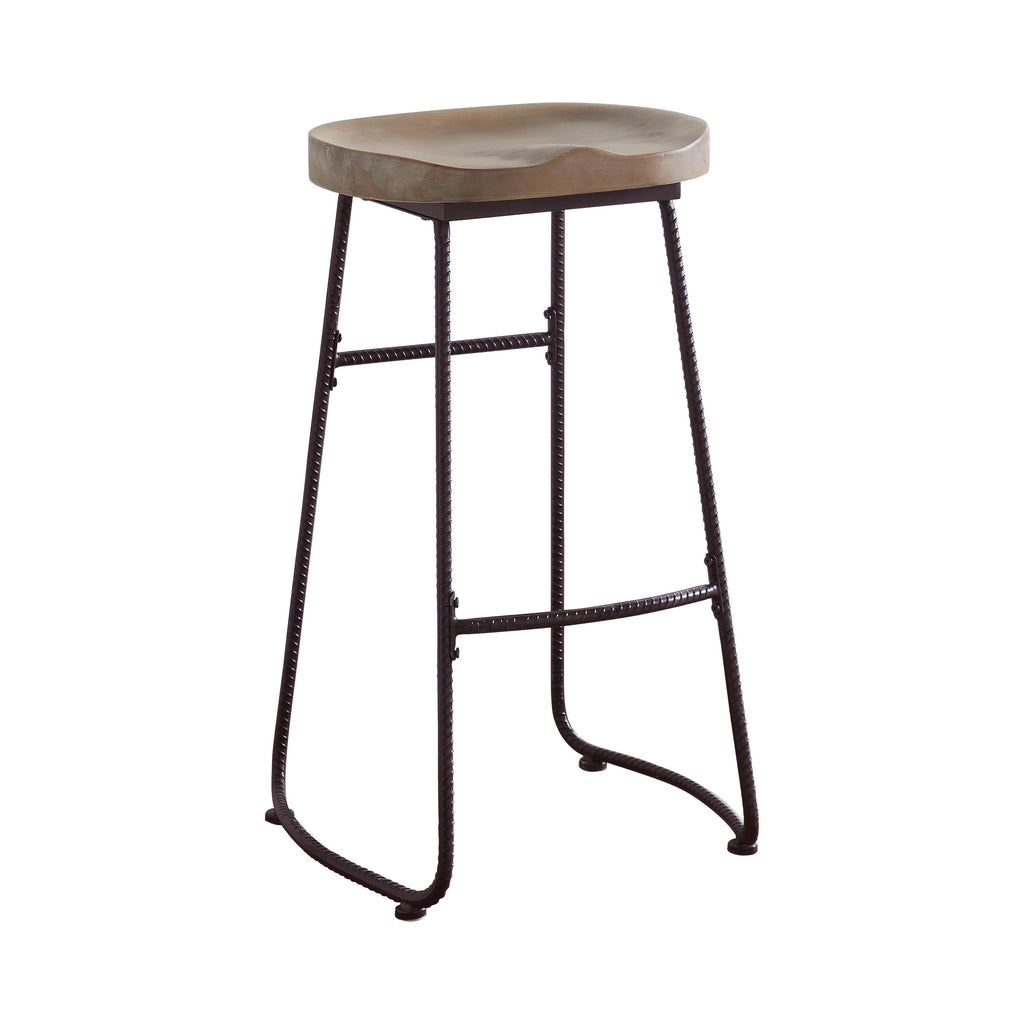 Casual Backless Bar Stool Driftwood and Dark Bronze