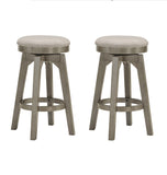 Pine Crest Backless Barstool Set of 2 - Armless Swivel Design with Distressed Burnished Gray Finish