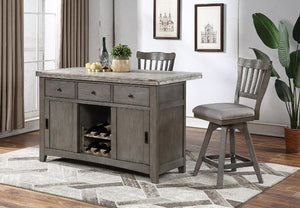 ECI Furniture Pine Crest Deluxe Kitchen Island Complete, Pine & Burnished Gray Distressed Pine & Burnished Gray Hardwood solids and veneers