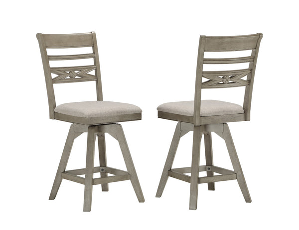 ECI Furniture Pine Crest Asbury Counter Stool, Pine & Burnished Gray - Set of 2 Distressed Pine & Burnished Gray Hardwood solids and veneers
