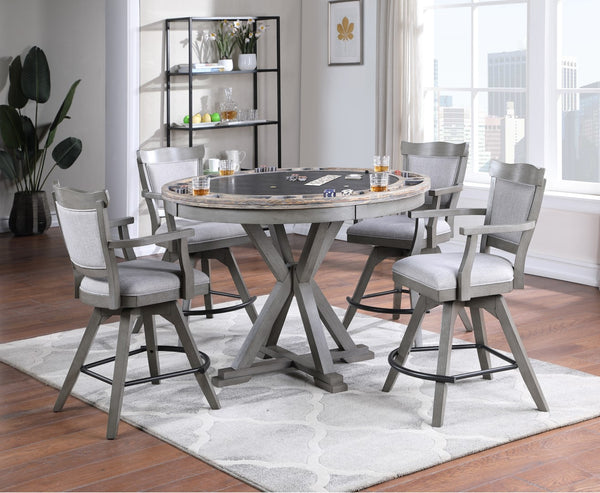 ECI Furniture Pine Crest Counter Height Game Table, Pine & Burnished Gray Distressed Pine & Burnished Gray Hardwood solids and veneers