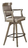 Pine Crest Tulip Spectator Swivel Bar Stool w/ Upholstered Seat, Pine & Burnished Gray - Set of 2