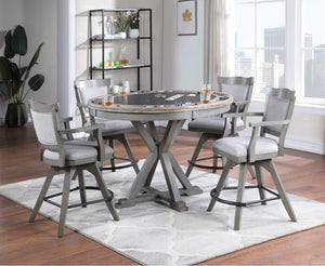 ECI Furniture Pine Crest Tulip Spectator Swivel Counter Stool w/ Upholstered Seat, Pine & Burnished Gray - Set of 2 Distressed Pine & Burnished Gray Hardwood solids and veneers