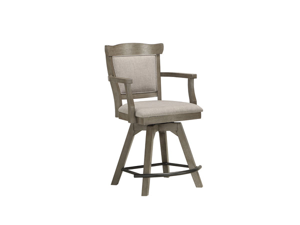 ECI Furniture Pine Crest Tulip Spectator Swivel Counter Stool w/ Upholstered Seat, Pine & Burnished Gray - Set of 2 Distressed Pine & Burnished Gray Hardwood solids and veneers