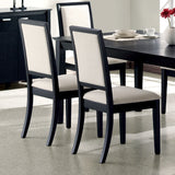 Louise Modern Upholstered Dining Side Chairs Black and Cream (Set of 2)