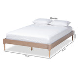 Baxton Studio Colette French Bohemian Antique Oak Finished Wood Queen Size Platform Bed Frame