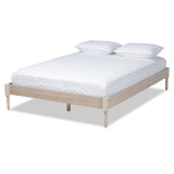 Colette French Bohemian Antique White Oak Finished Wood King Size Platform Bed Frame