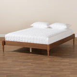 Baxton Studio Colette French Bohemian Ash Walnut Finished Wood Full Size Platform Bed Frame