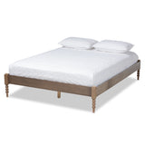 Cielle French Bohemian Weathered Grey Oak Finished Wood King Size Platform Bed Frame