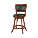 Traditional Upholstered Swivel Stools Chestnut and Black (Set of 2)