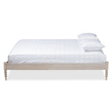 Baxton Studio Cielle French Bohemian Antique White Oak Finished Wood King Size Platform Bed Frame