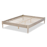 Baxton Studio Cielle French Bohemian Antique White Oak Finished Wood King Size Platform Bed Frame