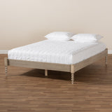 Baxton Studio Cielle French Bohemian Antique White Oak Finished Wood Full Size Platform Bed Frame