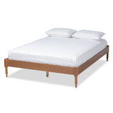 Cielle French Bohemian Ash Walnut Finished Wood Queen Size Platform Bed Frame