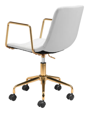 Zuo Modern Eric 100% Polyurethane, Plywood, Steel Modern Commercial Grade Office Chair White, Gold 100% Polyurethane, Plywood, Steel